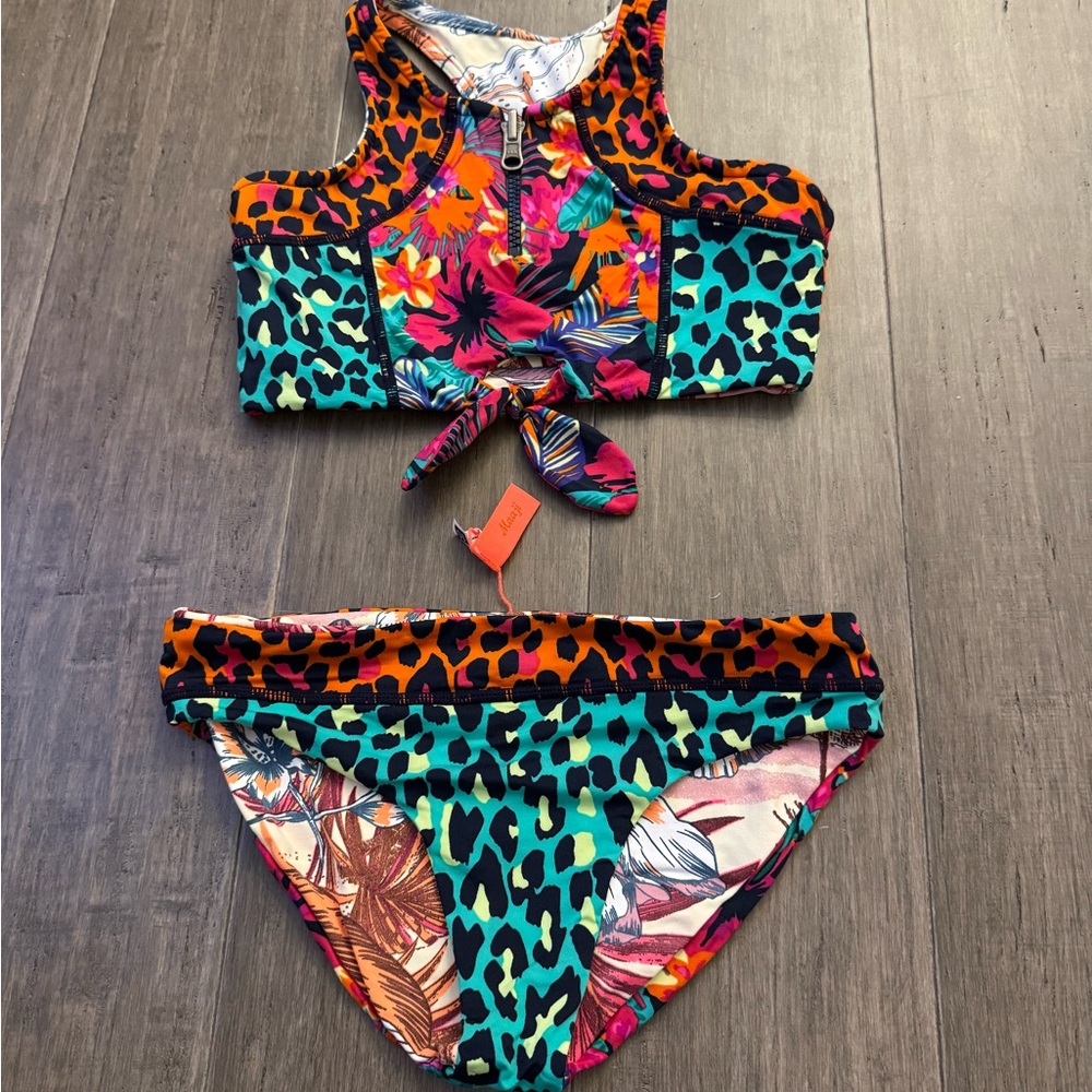 Maaji Orange and Blue Bikini Set with Bold Patterns